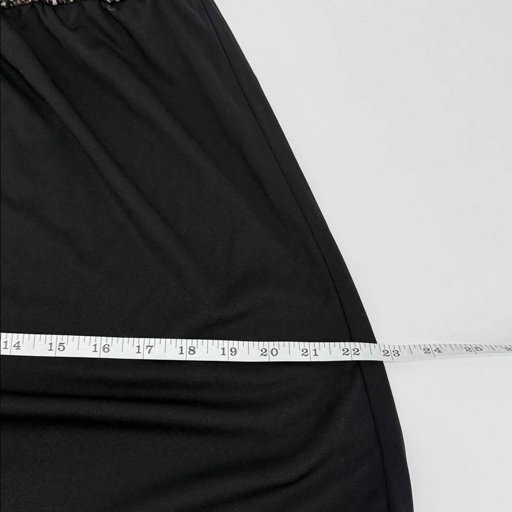 Just Taylor Maxi Dress Sheer Tiered Long Sleeve Boho Print Black L Flowy - Picture 11 of 14